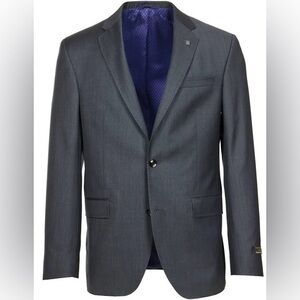 Ted Baker London Jay CT Trim Fit Solid Wool Charcoal Suit Size 40R NWT